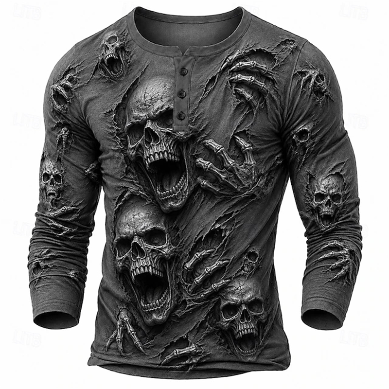Embellish Knit - Camiseta Masculina de Manga Longa Estilo