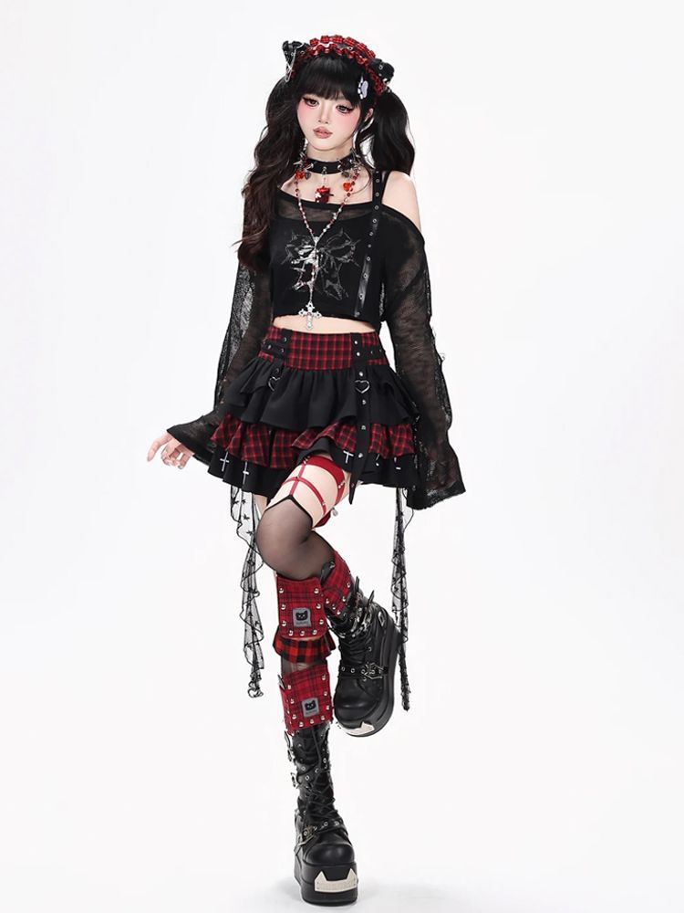 Conjunto Y2K Punk Gótico Kawai - Elastic Lace Trim avaliação e preço