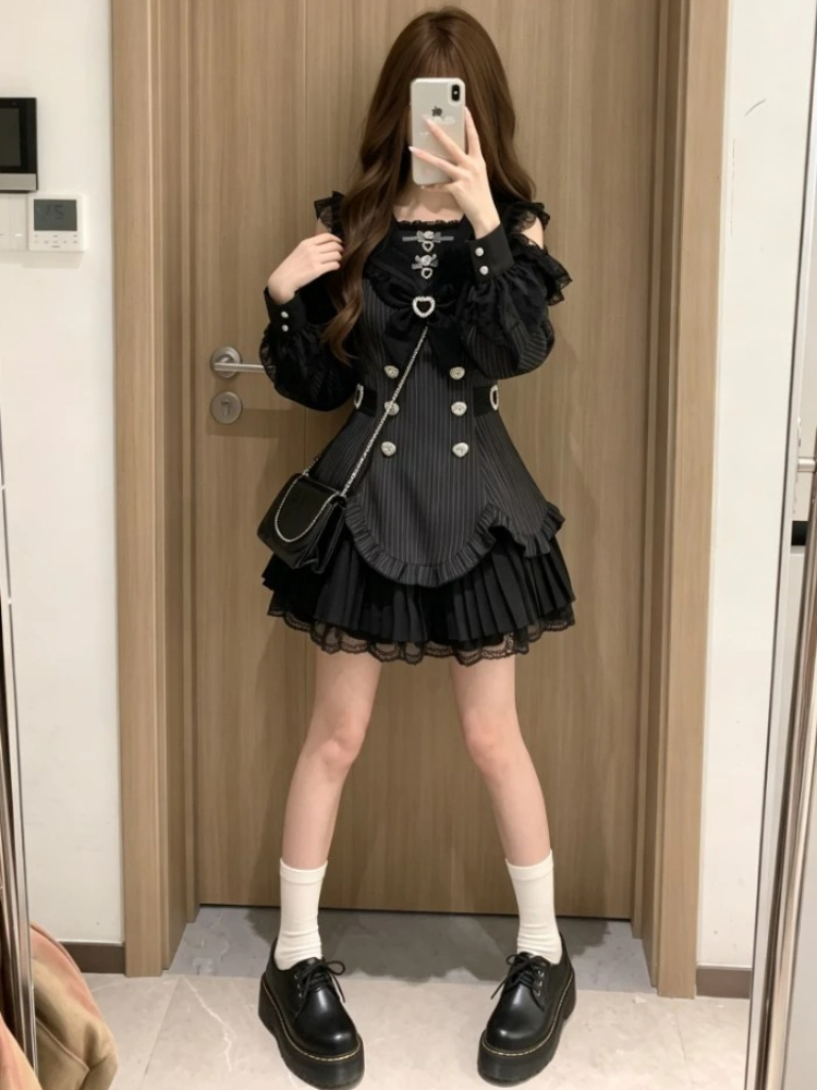 Vestido Lolita Gótico Japonês  - Elastic Lace Trim avaliação e preço