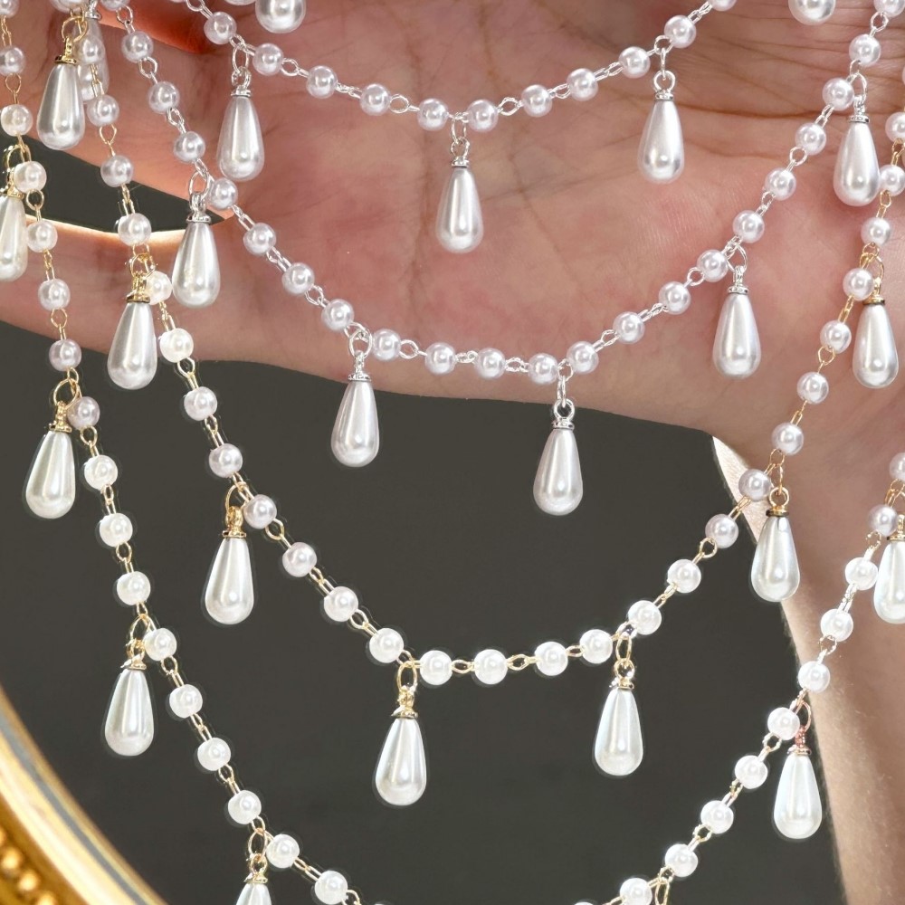 Cadeia de Pérolas Imitadas em  - Pearl Trim Chain avaliação e preço