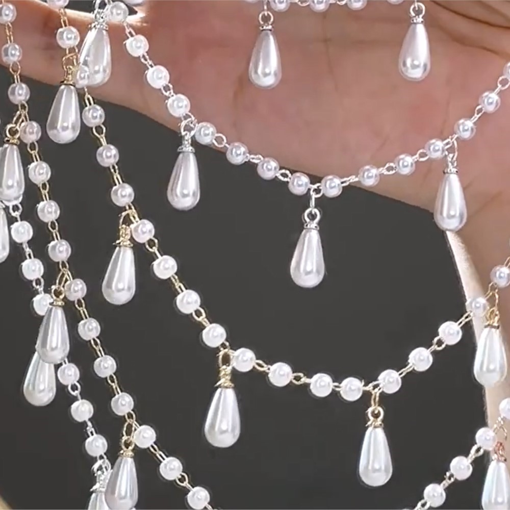 Cadeia de Pérolas Imitadas em  - Pearl Trim Chain avaliação e preço